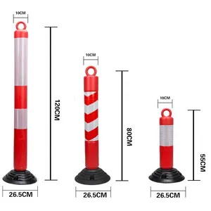 Road Veiligheid Pu Verkeer Waarschuwing Teken Post Water Gevuld In Base Plastic Draagbare Reflecterende Delineator Kegel Post Met Plastic