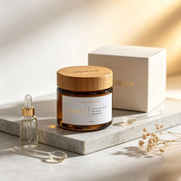 Nouveau pot cosmétique en verre ambré dépoli transparent pour beurre corporel naturel, avec couvercle en bambou, disponible en 5, 10, 20, 30, 50, 100g et 200g