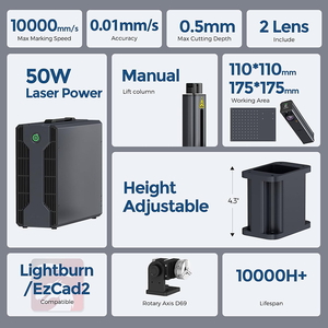 50 Wát sợi Máy khắc laser 110x110 Mét kim loại cầm tay đánh dấu cho vàng trang sức nhựa da thủ công cắt & khắc - Product Image 3