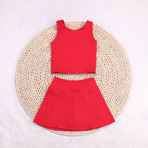 Nouveau design Vêtements de yoga pour enfants Ensembles de deux pièces pour enfants Vêtements de sport Jupes athlétiques d'entraînement pour filles Tenues - Product Image 5