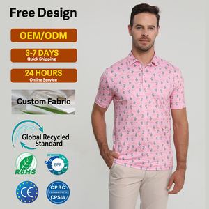 T-shirt de golf à séchage rapide pour hommes, t-shirt à manches courtes, impression personnalisée par sublimation, 88% polyester, 12% élasthanne, vente en gros - Product Image 2