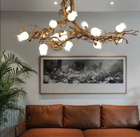 Lustres suspendus modernes en cuivre avec branches, verre et fleurs de rose, pour hôtel, chambre, salon, bar, éclairage LED