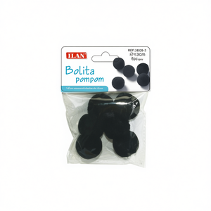 Iln Black <b>Wool</b> Pompom 3.0 Cm <b>Craft</b> Supply For Sewing And DIY Projects - Product Image 2