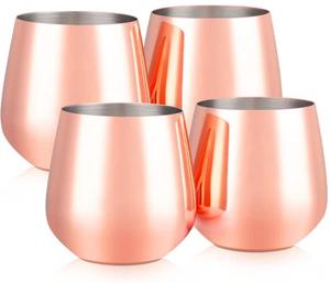 17 oz Copper Stainless Steel Wine Glasses - Unbreakable Wine Tumbler Shatterproof for Wine Gifting Parties Wedding Reception - C