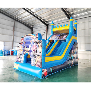 Château gonflable de dessin animé, maison de saut gonflable, combo toboggan gonflable pour enfants avec souffleur - Product Image 3