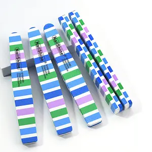 personalised nail files Color striped washed double sided sponge nail file