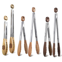 430 #   Roestvrijstalen kooktang van walnoot hout, vaatwasmachinebestendig, hittebestendig, BBQ accessoire, keukengerei, salade tang
