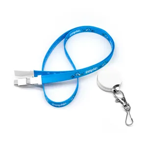 Dubbelzijdige Thermische Overdracht Polyester Lanyard Usb Oplaadkabel 3 In 1 Telefoon Datakabel 90Cm Oem Logo Lanyard Usb Oplader