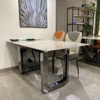 Nouvelle Table à Manger en Dalle de Marbre Style Italien 2026 – Minimaliste, Moderne, Luxe Léger, Haut de Gamme, 6 Places, Écologique, pour Hôtels