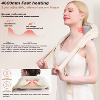 Masseur multifonctionnel Shiatsu pour le cou et le dos, machine électrique de massage cervical par pétrissage intelligent pour le cou et les épaules avec fonction de chauffage et de minuterie