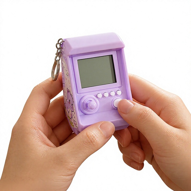 Wholesale Customized Mini Retro Arcade Game Console Keychain Built-in Games Handheld UV Printed ABS Portable Promotional Toy