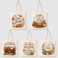 Sacs fourre-tout personnalisés en toile de coton imprimée pour Thanksgiving 2026 – Réutilisables pour cadeaux de fêtes et promotions de marque (vente en gros)