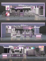 Étagère de présentation de cosmétiques en métal haut de gamme avec armoire de rangement inférieure, gondole de vente au détail éclairée par LED, système de magasin sur mesure