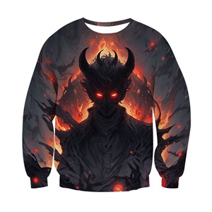 Sudadera de Cuello Alto para Hombre, Diseño Casual y Holgado, Tejido de Punto de Poliéster/Algodón Antibolitas, con Estampado Digital 3D de Demonio Monstruo de Terror de Halloween de Otoño - Product Image 3