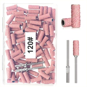 100pcs Zebra Nail Sanding Bands 80 150 180 240 Grit Emery Drill Bit Sleeves for Manicure <b>E</b> <b>File</b> - Product Image 1