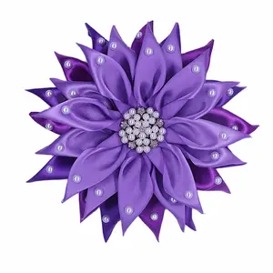 7*7 Inches Statement Accent Layered Petals Corsage Pin Greek DST And ncnw Soror Paraphernalia Pearl Violet Flower Brooch