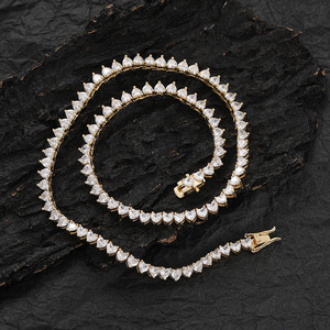 4mm Single Row Zircon Heart Tennis Chain Hip Hop Copper Inlaid Zircon <b>Couple</b> Light Luxury Love <b>Necklace</b> - Product Image 1