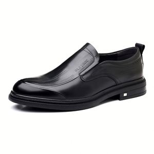 2026 Spring <b>Men's</b> Leather <b>Shoes</b> British Style Casual Business <b>Shoes</b> <b>for</b> <b>Work</b> Black Slip on Genuine Leather <b>Shoes</b> <b>for</b> <b>Men</b> - Product Image 1