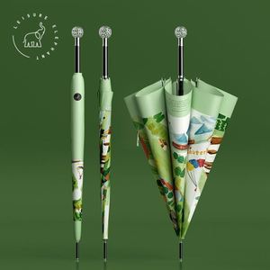 Paraguas Clásico Recto de Diseño Novedoso al por Mayor, Ligero, con 8 Varillas, Apertura Automática, Pongee 210T, Impresión Personalizada para Golf y Lluvia, Moderno - Product Image 1