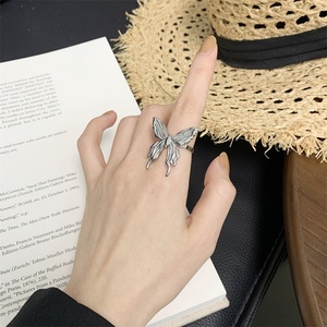 Elegant Gold Plated Jewelry Customized Exaggerated butterfly <b>Rings</b> <b>Opening</b> <b>Ring</b> for Girls - Product Image 3