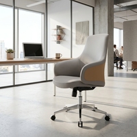 Chaise de bureau pivotante moderne en cuir à dossier moyen pour dirigeant, cadre ou patron, idéale pour le bureau - Meilleure vente