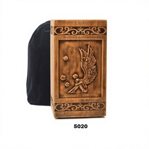 Caja de urna para adultos de cremación funeraria con ala en ángulo grabada para cenizas humanas con bolsa de terciopelo gratis - Product Image 1