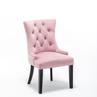 Chaise d'appoint rembourrée en velours tufté Rose bouton tufté chaises de salle à manger anneau tirer garniture chaises de cuisine en bois pour salle à manger
