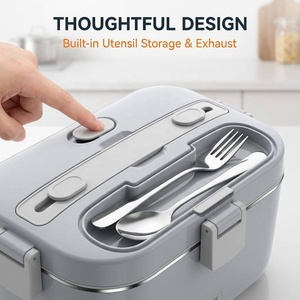 Wholesale 100W Electric Lunch Box 1.8L Portable Food Warmer 3-in-1 <b>Heated</b> Lunchbox for Car Truck Office 12V 24V 110-230V - Product Image 5