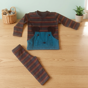 New Trendy Zoy <b>Cat</b> <b>T</b>-shirt and Leggings in Organic Cotton Knit Fabric Baby Girls Clothing Sets Beautiful Pieces - Product Image 3