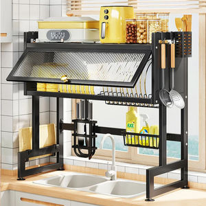 Scolapiatti a Tre Livelli in Acciaio di Grande Capacità, Non Pieghevole, Organizzatore per Lavello da Cucina, Scolapiatti da Posizionare Sopra il Lavello - Product Image 1