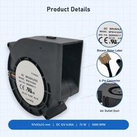 Ventilateur centrifuge haute pression sans balais Delta 9733 DC 12V 6A 4P