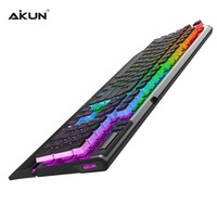 AIKUN GX922 alüminyum kablolu programlanabilir oyun klavyesi RGB arka mekanik anahtarları Ultra ince çerçeve ses kontrolü