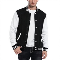 Veste universitaire noire et blanche pour homme, fermeture boutonnée sur le devant, coupe classique, col rabattu, coupe-vent, légère, décontractée, automne