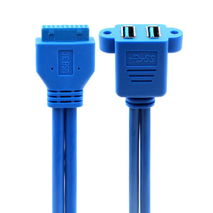 USB 3.0 Adapter <b>Cable</b> 19 Pin To Dual Port <b>Computer</b> Front Panel Extension With Shielded PVC Jacket Pure Copper Conductor - Product Image 3