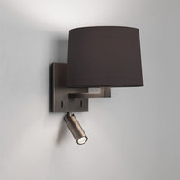 Lampe de chevet pour chambre d'hôtel Applique murale à DEL Abat-jour en tissu à base métallique Applique murale à DEL en laiton nickelé brossé
