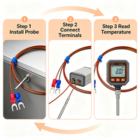 Sensor Suhu Termokopel Tipe K dengan Probe Logam Kabel Suhu Tinggi -50 ° C hingga 400 ° C untuk Oven Furnace HVAC