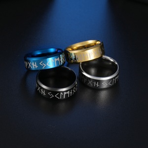 Vente chaude transfrontalière à <span class=keywords><strong>prix</strong></span> bas : <span class=keywords><strong>Bague</strong></span> ouverte pour homme en acier inoxydable plaqué argent avec lettre viking et rune Lune, vente en gros - Product Image 2