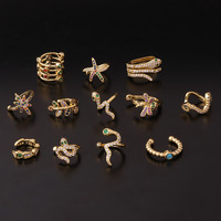 Nouveauté Manchette d'Oreille Bohème Arc-en-Ciel Serpent Cz Sans Perçage, Boucle d'Oreille Fausse Percing Hélix Cartilage Conch