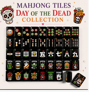 Jeu de Mahjong américain en acrylique à motif floral de crâne de sucre pour la Journée des Morts, 160 pièces, ensemble de jeu de collection sur le thème des fêtes - Product Image 1