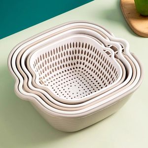 Égouttoir double couche en PP pour légumes et fruits, panier de lavage et passoire de cuisine - Product Image 4