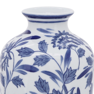 Vaso in Ceramica Blu e Bianco con Motivo Floreale, Decorazione Elegante per Tavolo in Stile Chinoiserie - Product Image 5