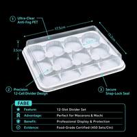 Boîte à gâteau carrée en plastique transparent à 12 compartiments avec couvercle, jetable, idéale pour macarons, tartes aux œufs, et autres friandises