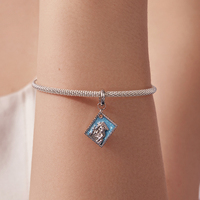 Breloque de graduation plaquée argent pour fille avec chapeau et diplôme, émail bleu, cadeau de bijoux unisexe