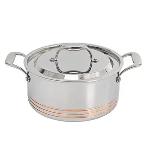 OEM 5 Ply copper core stainless steel 304 316 stockpot soup pot casserole 16cm18cm20cm22cm24cm26cm for home kitchen cooking