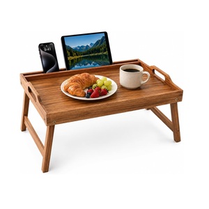 Bandeja de Cama Grande de Madera de Acacia con Soportes para Teléfono y Tablet y Patas Plegables para Comer en el Sofá - Product Image 1