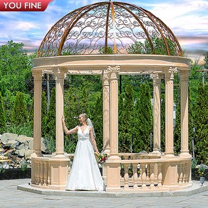 Outdoor Beige Marble Gazebos - Elegant Garden Decor