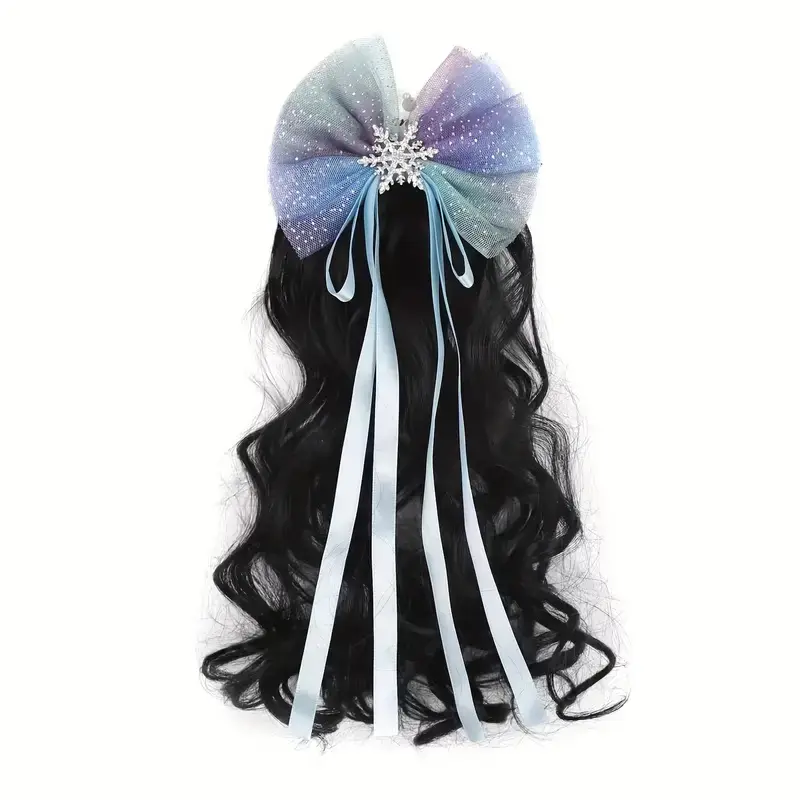 Kid Tóc Giả hairpiece 10 inch ngắn tự nhiên xoăn clip trong Bow trẻ em tóc giả Plait cô gái nhỏ Công Chúa Tóc phụ kiện