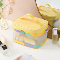 Sac cosmétique transparent de grande capacité Sac de plage imperméable à l'eau de couleur élevée avec fermeture à glissière Étuis cosmétiques portables