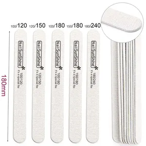 Placa de lixa branca dupla face 100/180, ferramenta profissional para polimento de unhas e pedicure, com bloco de tampão 180/240
