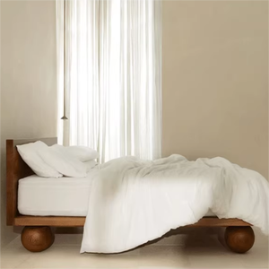 Cama Moderna Minimalista de Madera Maciza con Patas Redondas de Tronco, Múltiples Tamaños y Materiales para Dormitorio, Casa de Huéspedes, Muebles de Hotel 9521 Sol - Product Image 6